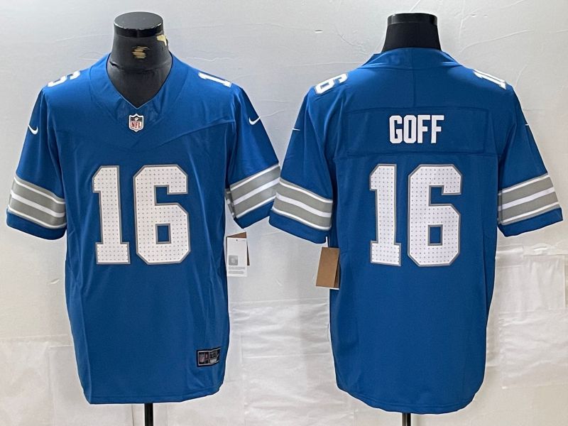 Men Detroit Lions #16 Goff Blue Three generations 2024 Nike Vapor F.U.S.E. Limited NFL Jersey->->NFL Jersey